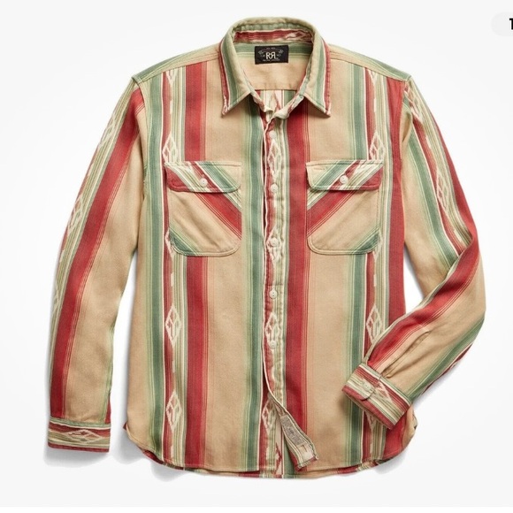 RRL Ralph Lauren Matlock SouthwesternJacquard WorkShirt Long Sleeve Sz XL